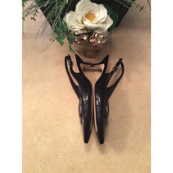 VIA SPIGA CUCIO Black Patent Leather Slingback Kitten Loafer US7.5 EUC! $279 - Picture 8 of 9